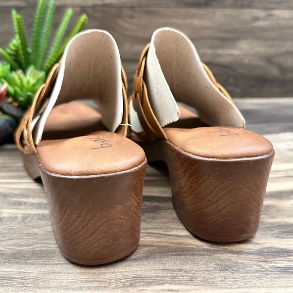 boc Shoes Nib Boc By Born Jillian Block Heel Double Strap Slide Sandal Pu Tan 9m Poshmark